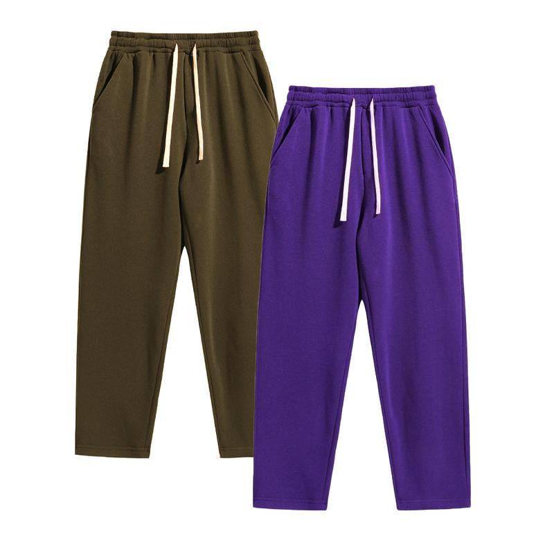 2-Piece Men'S Solid Fashion Sweatpants, Versatile Year-Round Wear, Ideal for Autumn and Winter