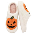Cute Halloween Slippers for Women Perfect Soft Plush Comfy Warm Slip-On Halloween Pumpkin Slippers Fo Women Indoor Fluffy House Slippers for Women and Men Non-Slip Fuzzy Flat Slides